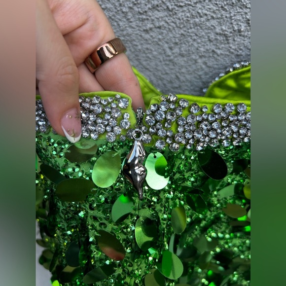 H&M Studio Green Sequined Embellished mini Dress Designer Re-enchantment - Picture 15 of 16